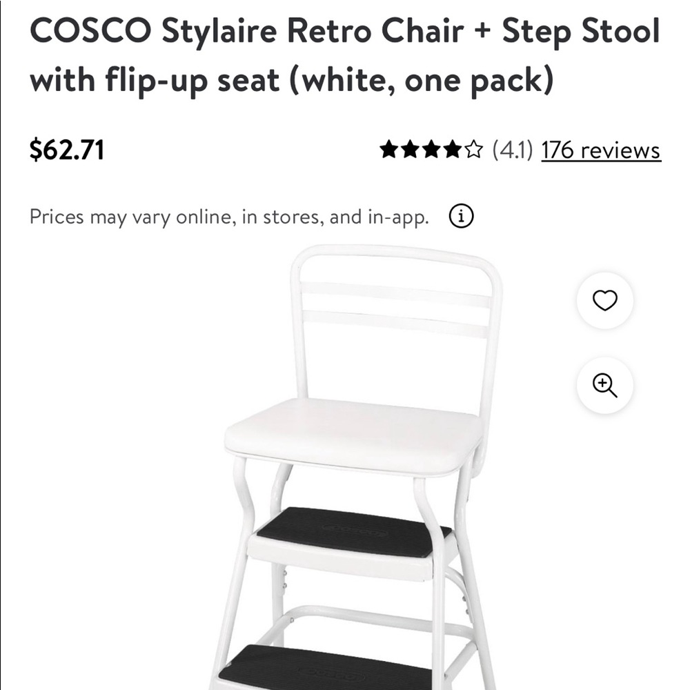 Cosco Stylaire white step stool chair